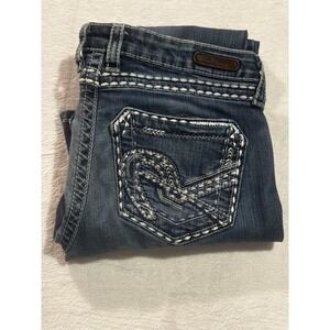 Wrangler Rock 47 Ultra Low Rise Denim Jeans *28x30 Embellished Pockets Stitching